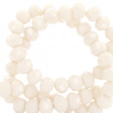 Faceted glass beads 4x3mm disc Buttercream beige-pearl shine coating